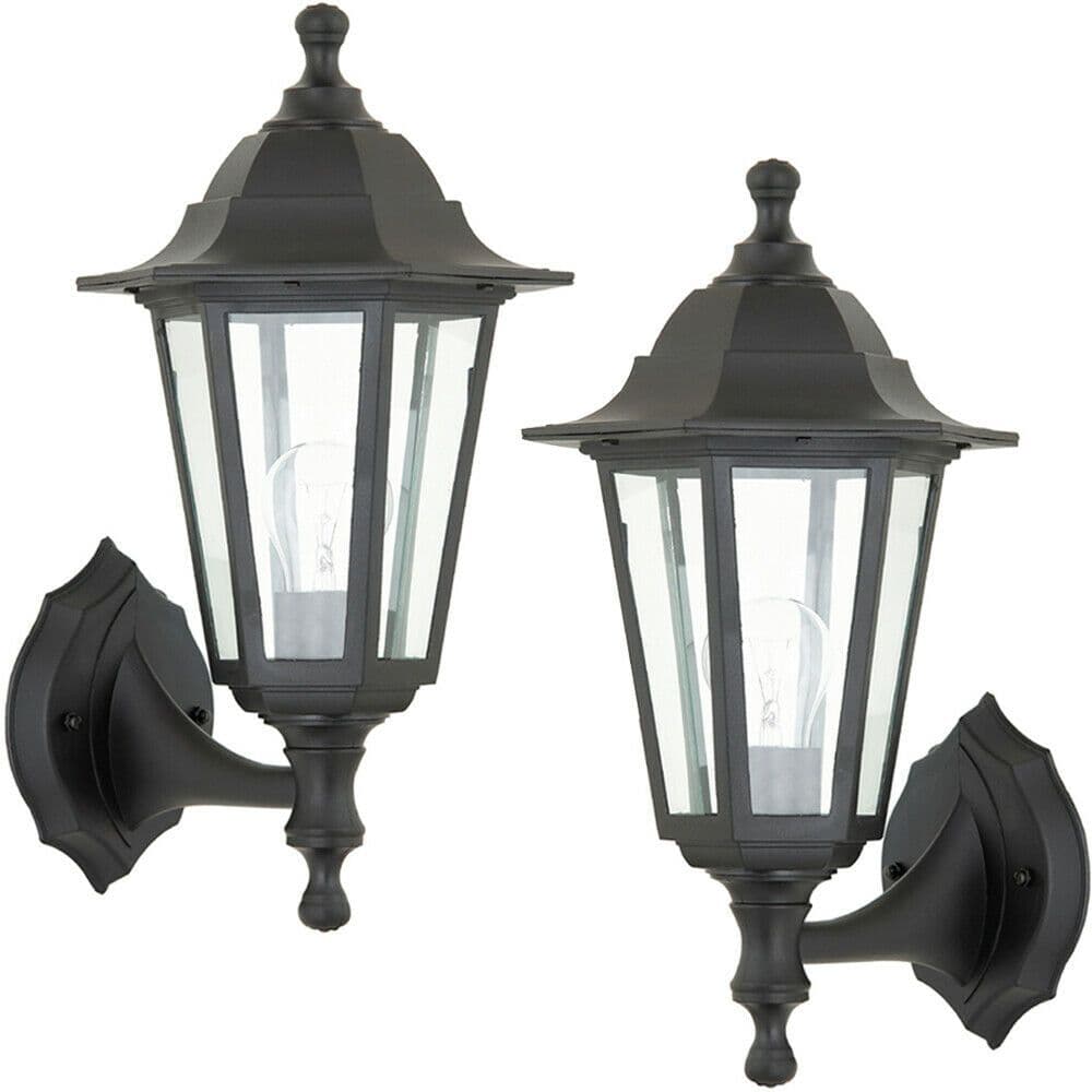 2 PACK IP44 Outdoor Wall Light Rust Proof Glass Lamp Traditional Lantern
