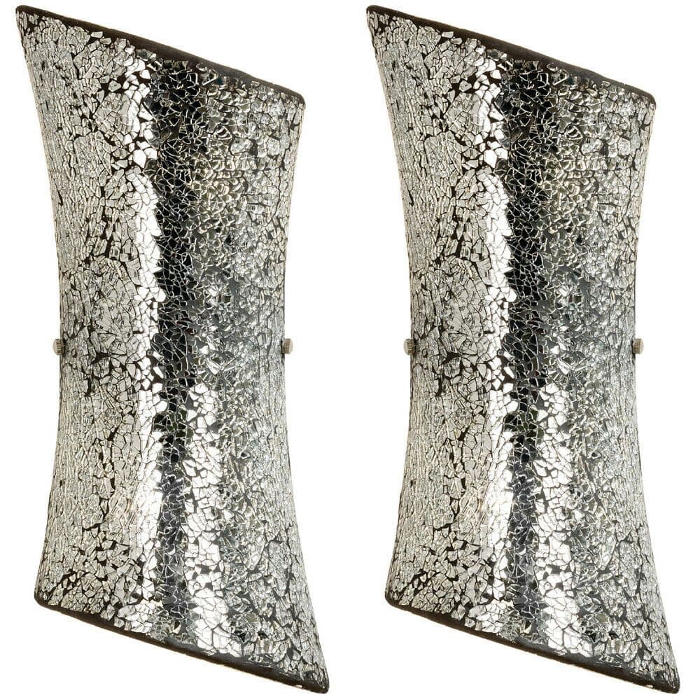 2 PACK Mosaic Mirror Wall Light Pattern Glass Shade Pretty Dimmable Lamp
