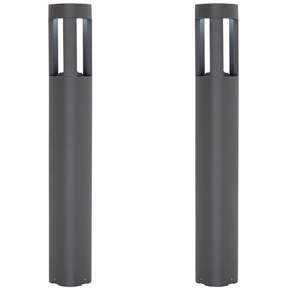 2 PACK Outdoor Post Bollard Light Grey Triangle IP54 Modern Driveway Lamp LED