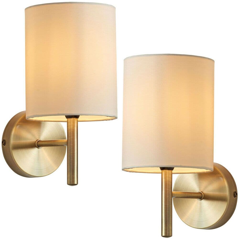 2 PACK Dimmable LED Wall Light Antique Brass & Shade Modern Lamp Lighting