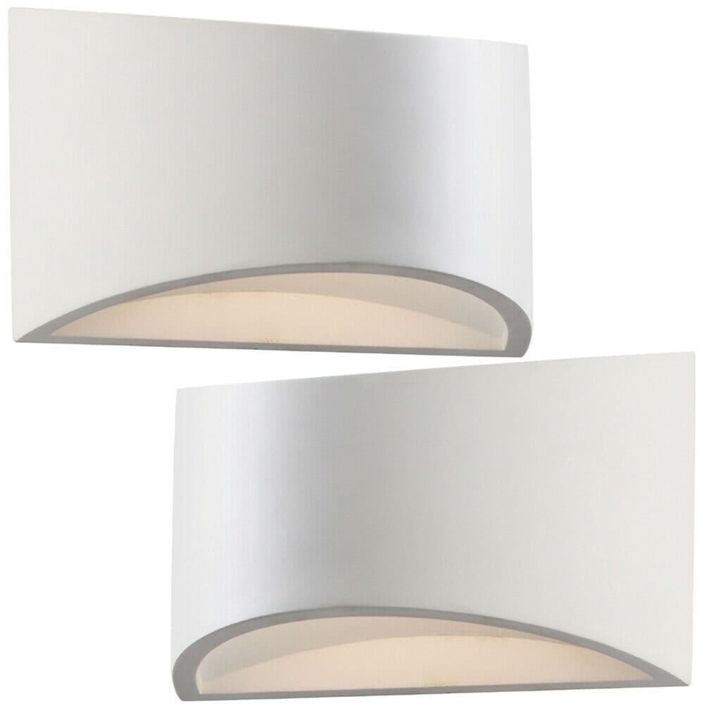 2 PACK 200mm LED Wall Light Warm Primed Curved Lamp