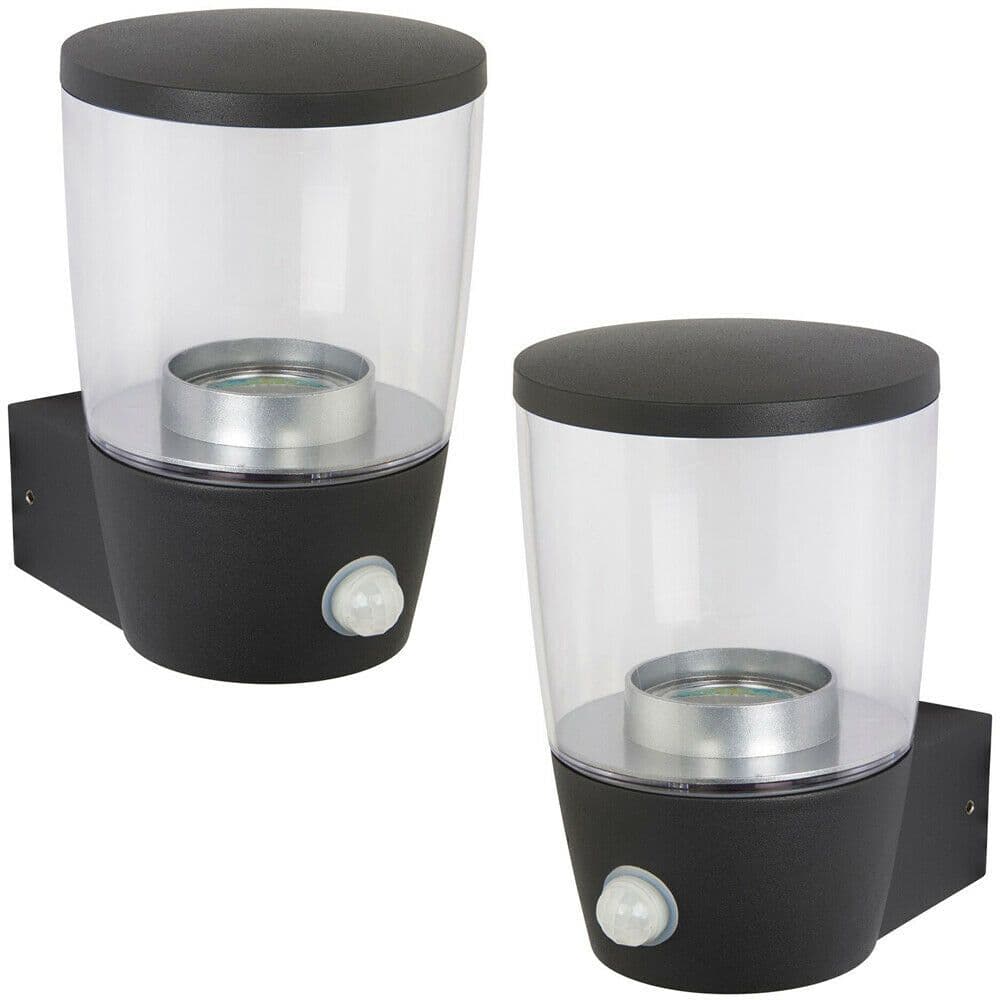 2 PACK IP44 Outdoor Wall Light Modern Cool Round LED PIR Tea Light Lamp