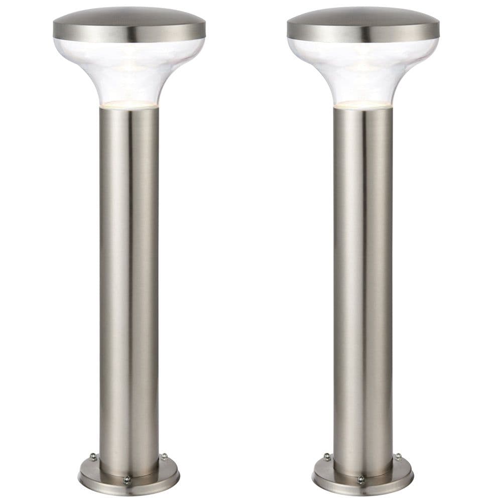 2 PACK Outdoor Post Bollard Light Marine Steel 0.5m LED Garden Driveway Path