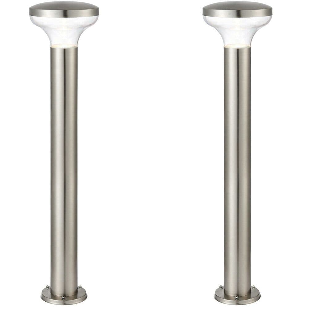 2 PACK Outdoor Post Bollard Light Marine Steel 1m LED Garden Driveway Path Lamp