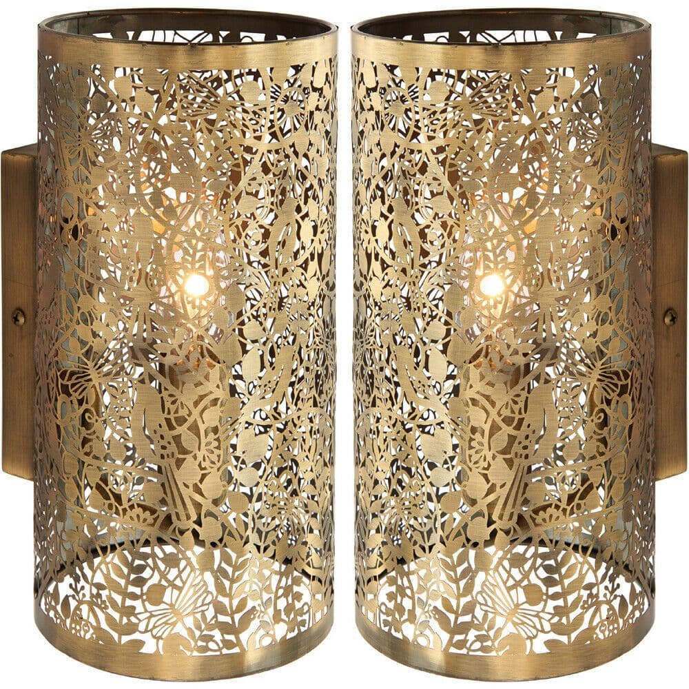 2 PACK Dimming LED Wall Light Pretty Brass Birds Steel Shade Modern Lamp Fitting