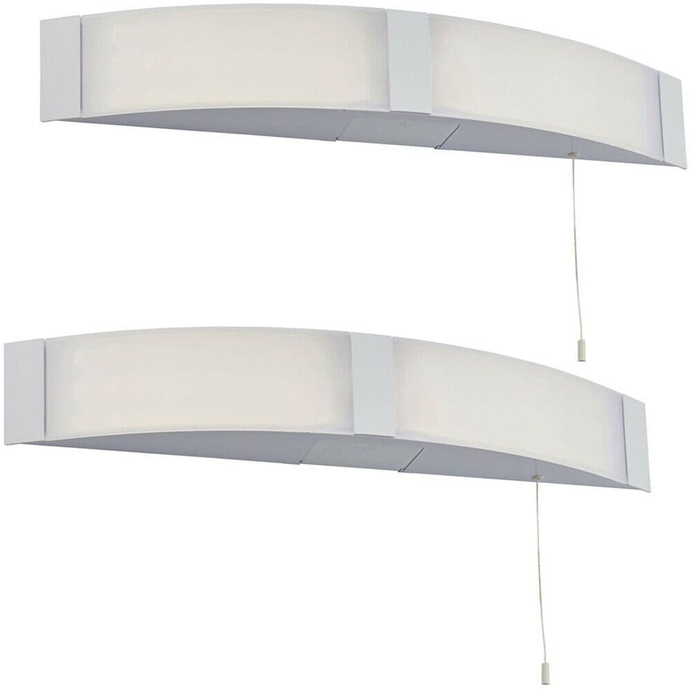 2 PACK LED Bathroom Wall Light 2x 6W Cool IP44 Modern Over Mirror Lamp