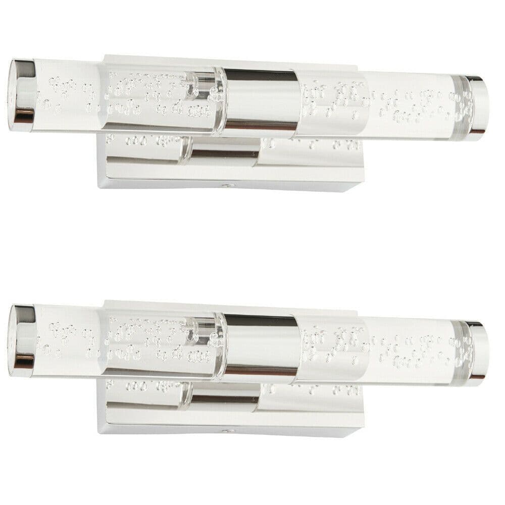 2 PACK LED Bathroom Twin Wall Light 2x 3W Warm IP44 Modern Slim Strip Lamp