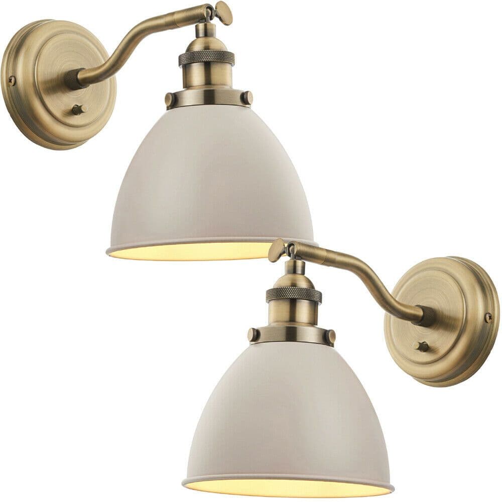 2 PACK Adjustable Industrial Wall Light Brass & Shade Vintage Arm Lamp