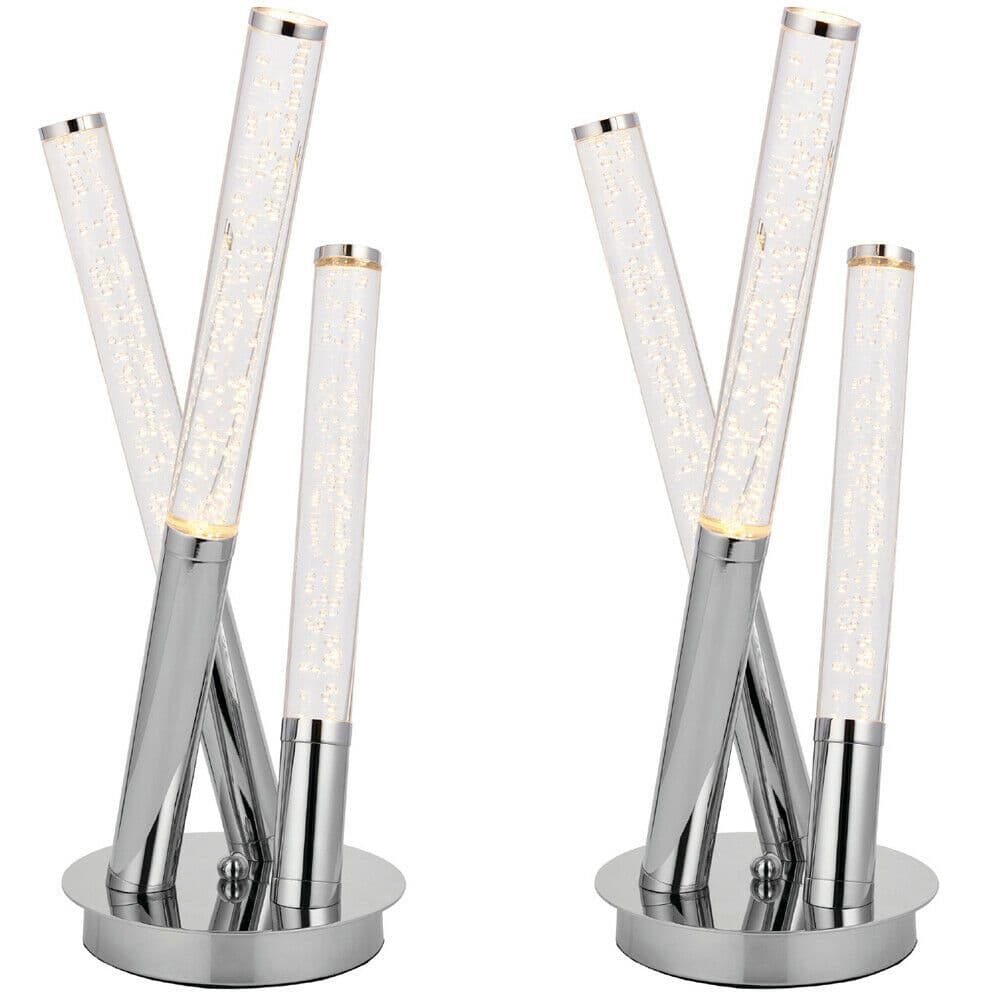 2 PACK 4.5W LED Table Lamp Warm Unique Chrome Multi Rod Arm Bedside Light
