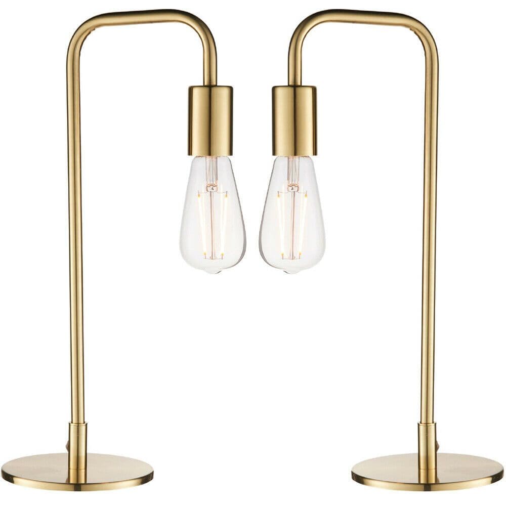 2 PACK Modern Hangman Table Lamp Brass Industrial Arm Bedside Desk Light Base