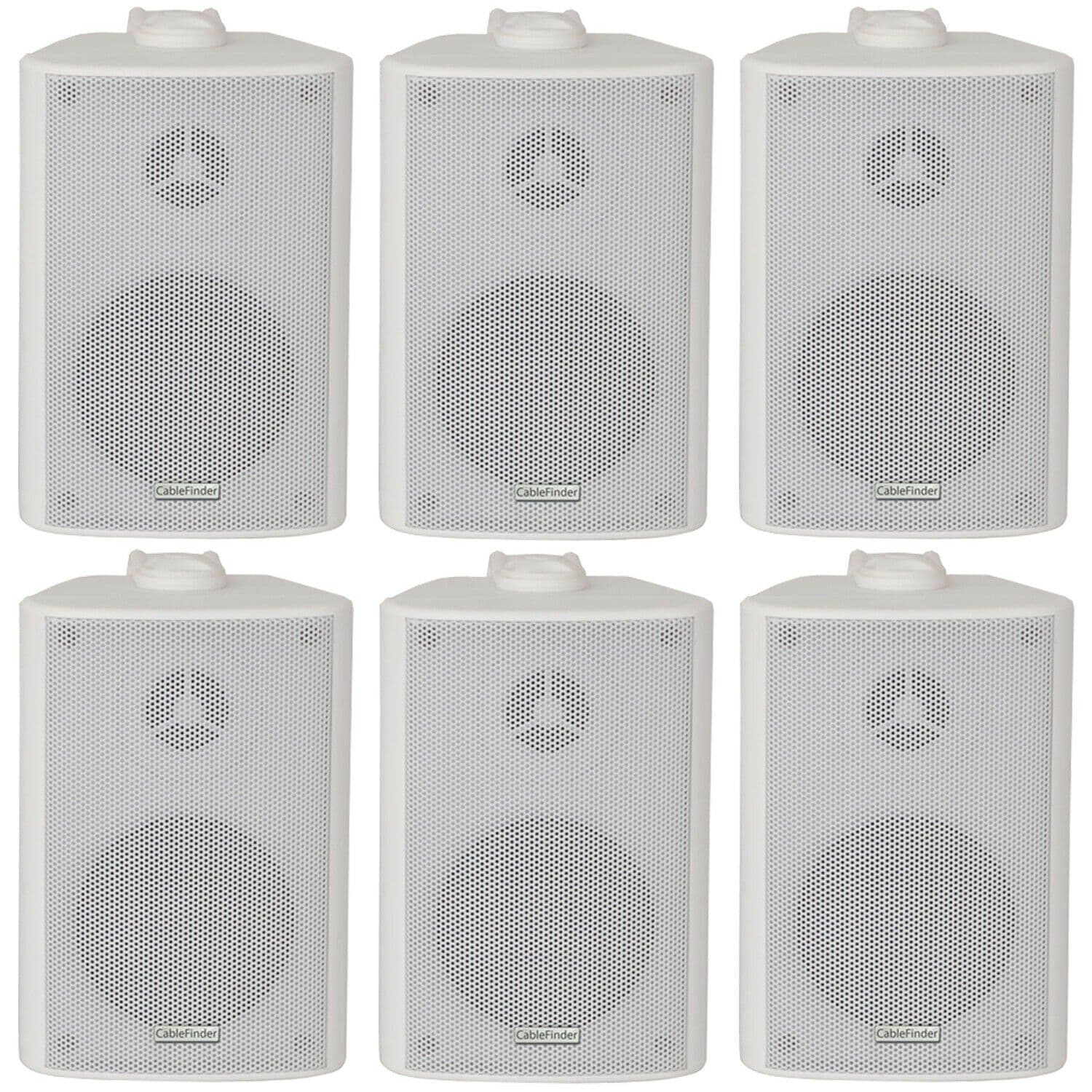 6x 70W 2 Way White Wall Mounted Stereo Speakers 4 8Ohm Compact Background Music