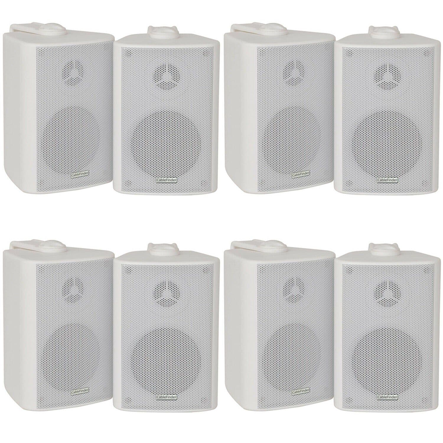 8x 70W 2 Way White Wall Mounted Stereo Speakers 4 8Ohm Compact Background Music