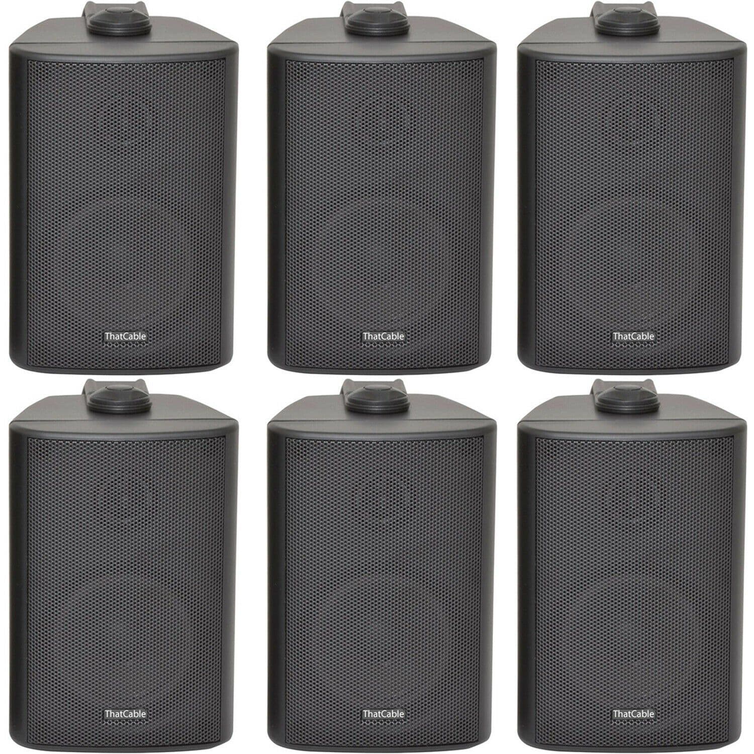 6x 70W 2 Way Black Wall Mounted Stereo Speakers 4 8Ohm Compact Background Music