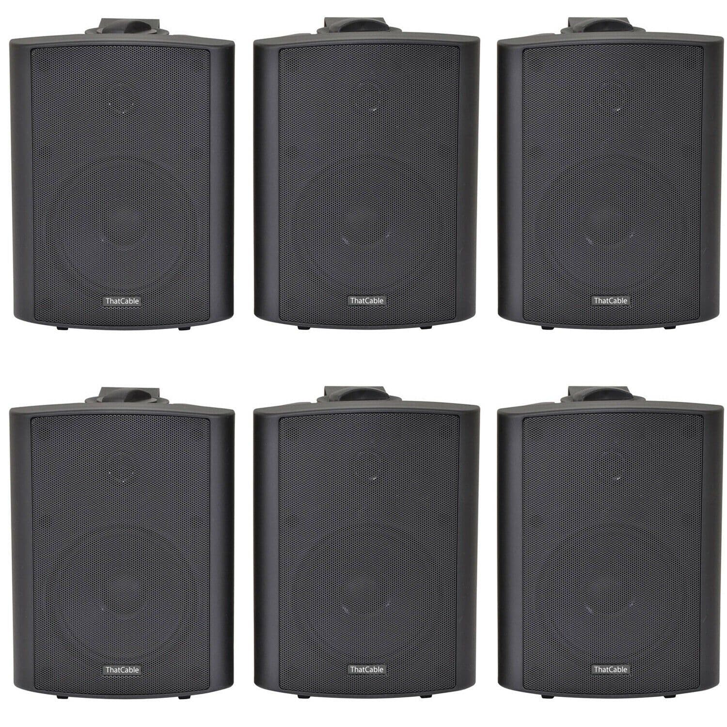 6x 120W Black Wall Mounted Stereo Speakers 6.5" 8Ohm Premium Home Audio Music