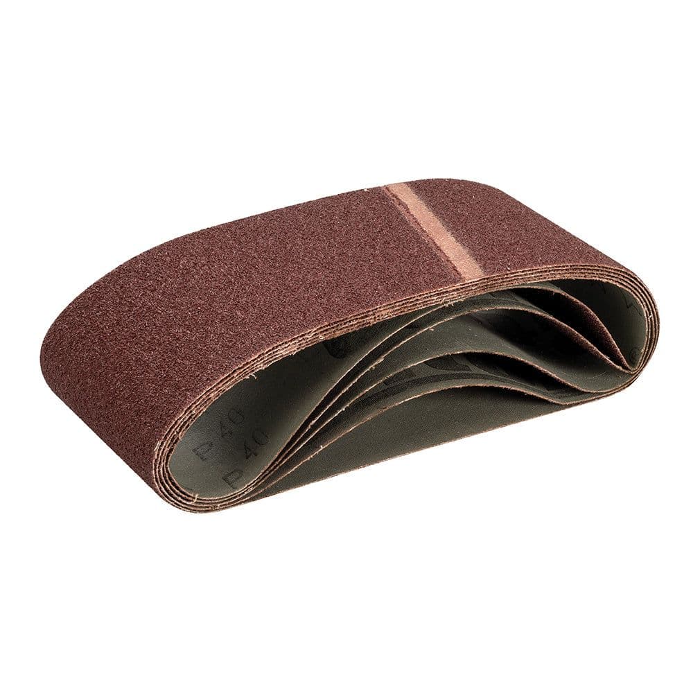 5 PACK Premium 100mm x 610mm 40 Grit Sanding Belts Aluminium Oxide Cloth Backed