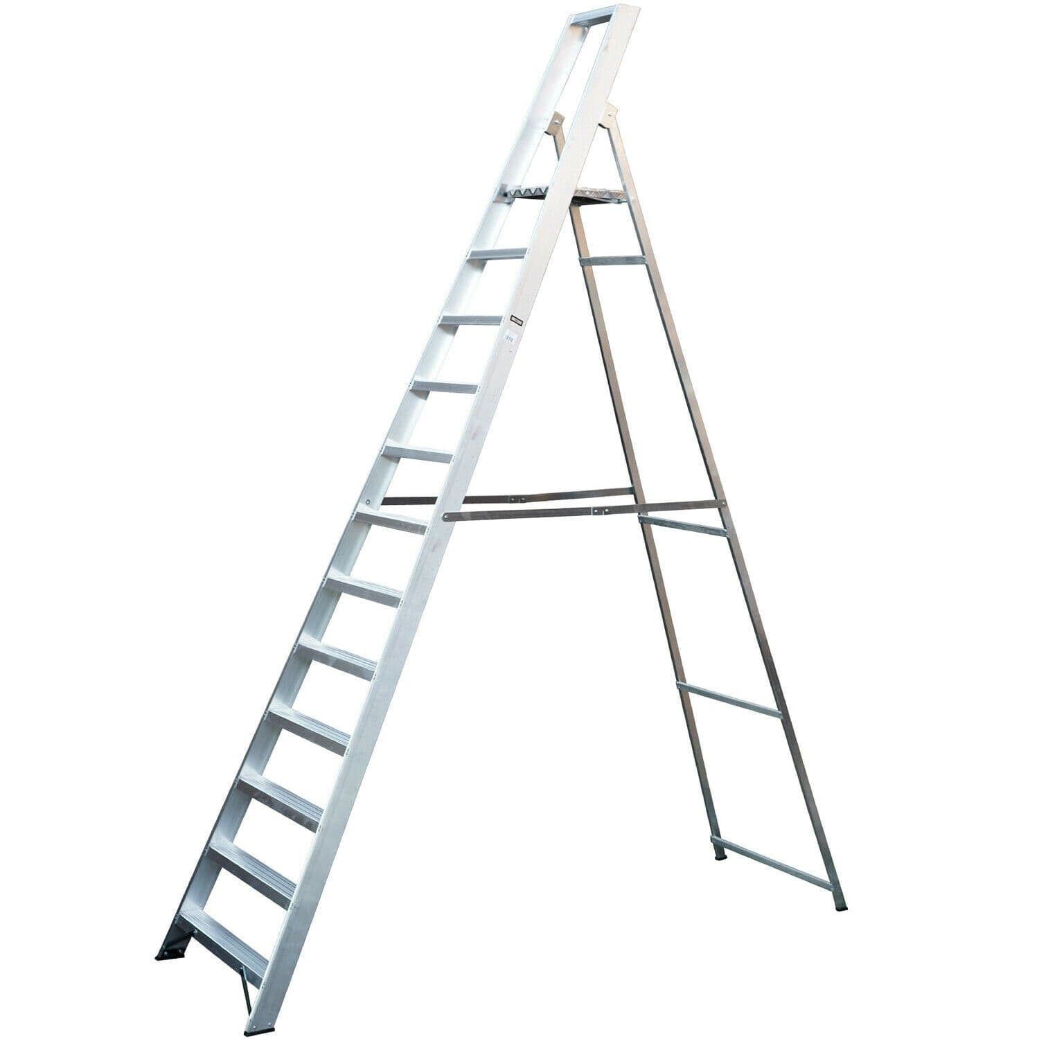 2.6m Aluminium Platform Step Ladders 12 Tread 4.2m Work Height HEAVY DUTY Steps