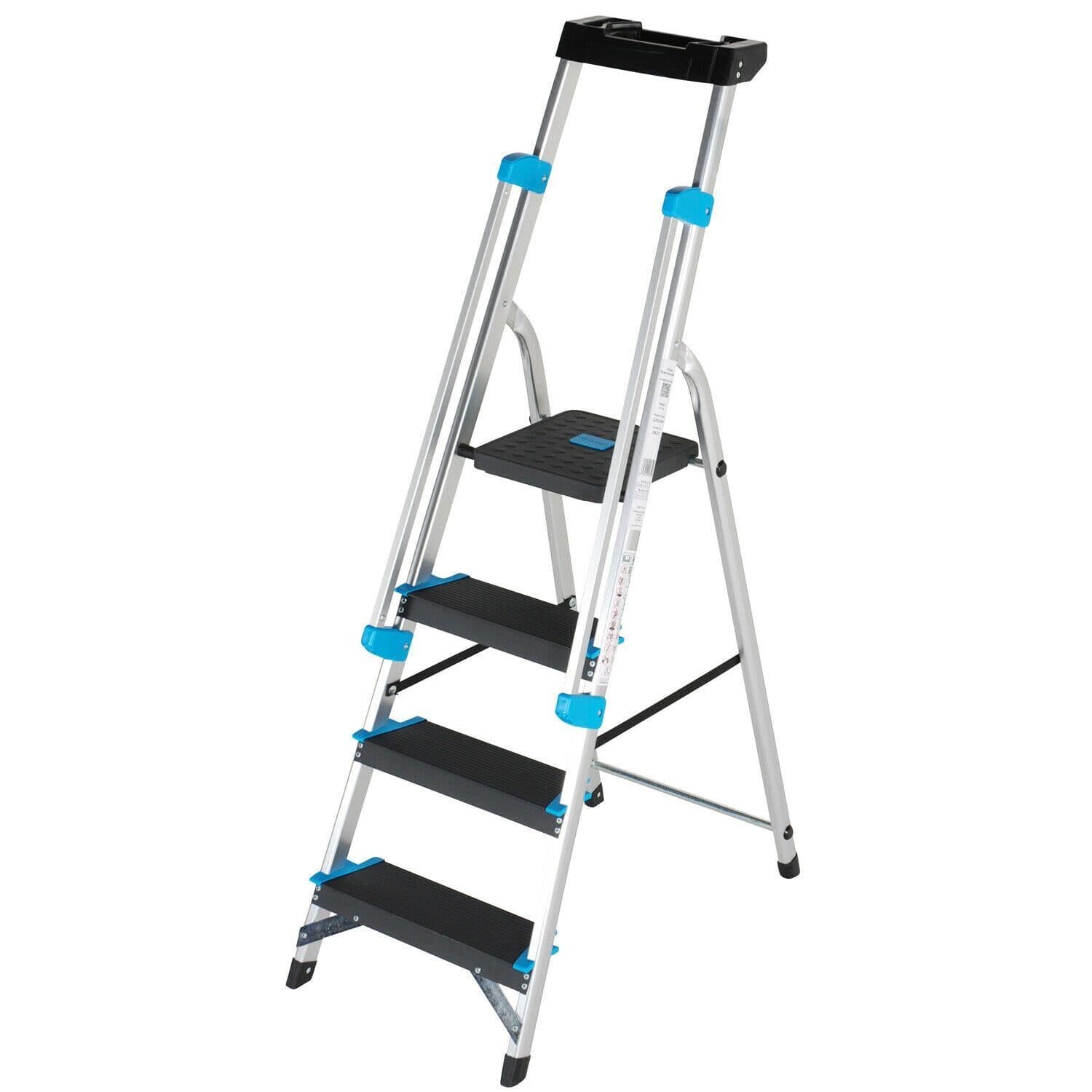 0.8m Platform Step Ladders 4 Tread Anti Slip Steps & Tool Tray Aluminium