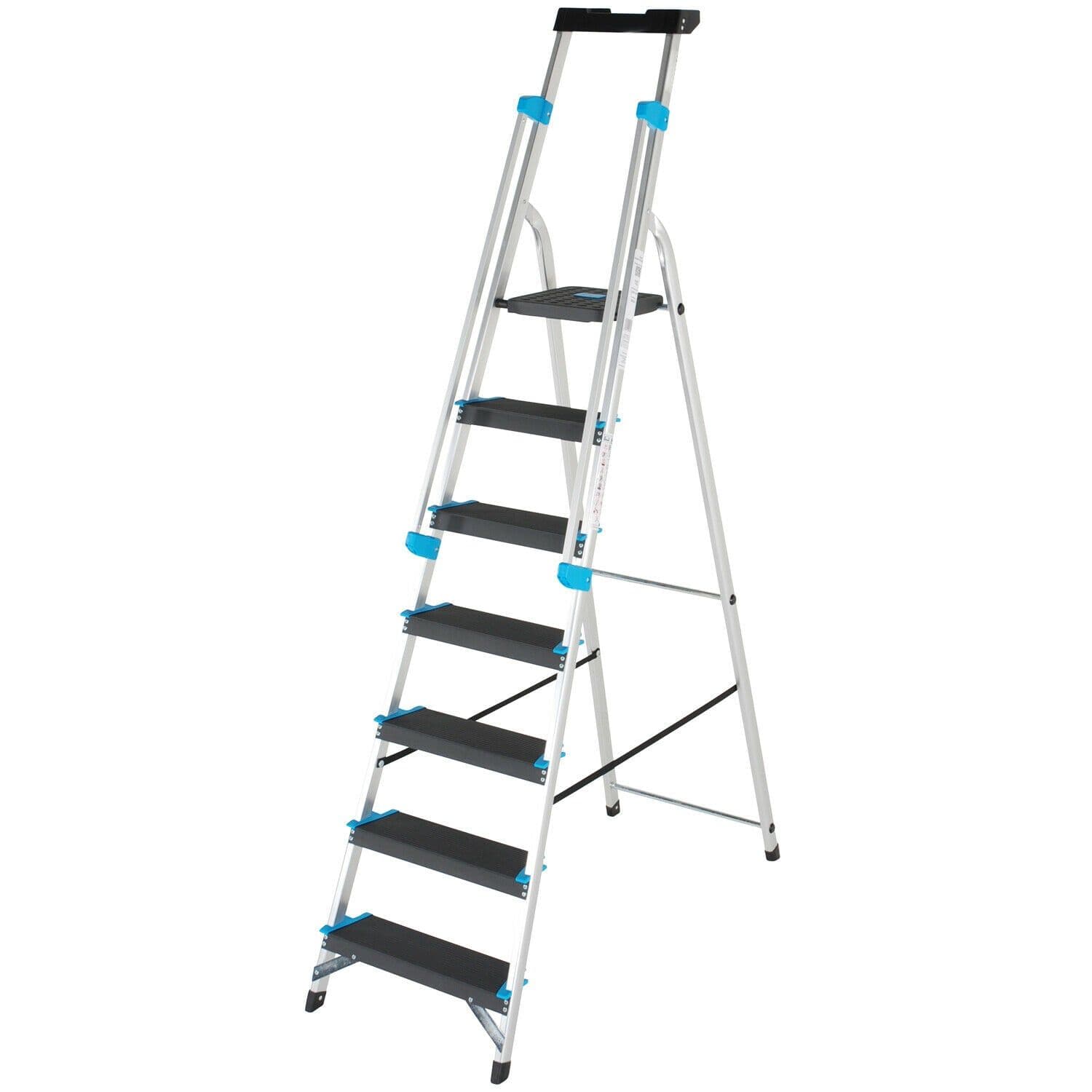 1.5m Platform Step Ladders 7 Tread Anti Slip Steps & Tool Tray Aluminium