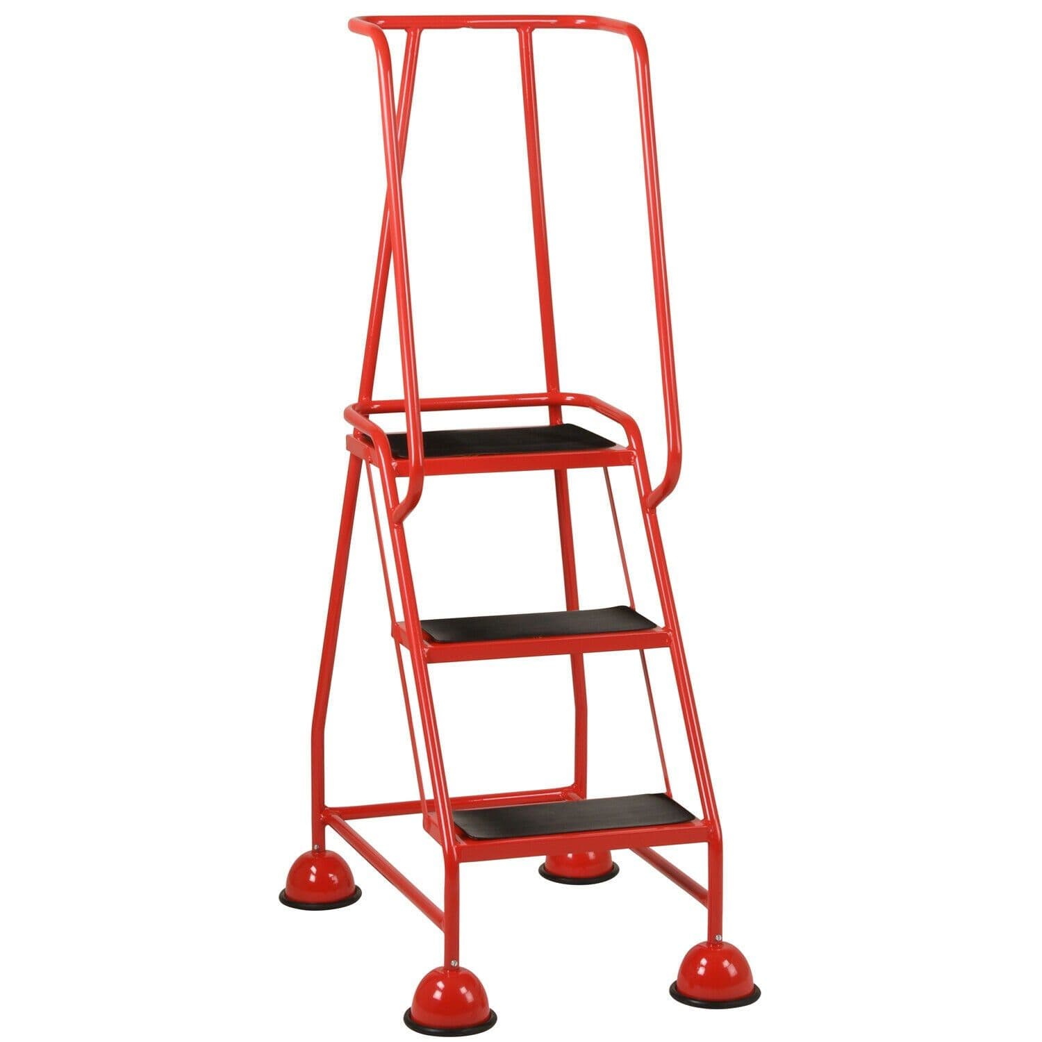 3 Tread Mobile Warehouse Steps 1.43m Portable Safety Ladder & Wheels
