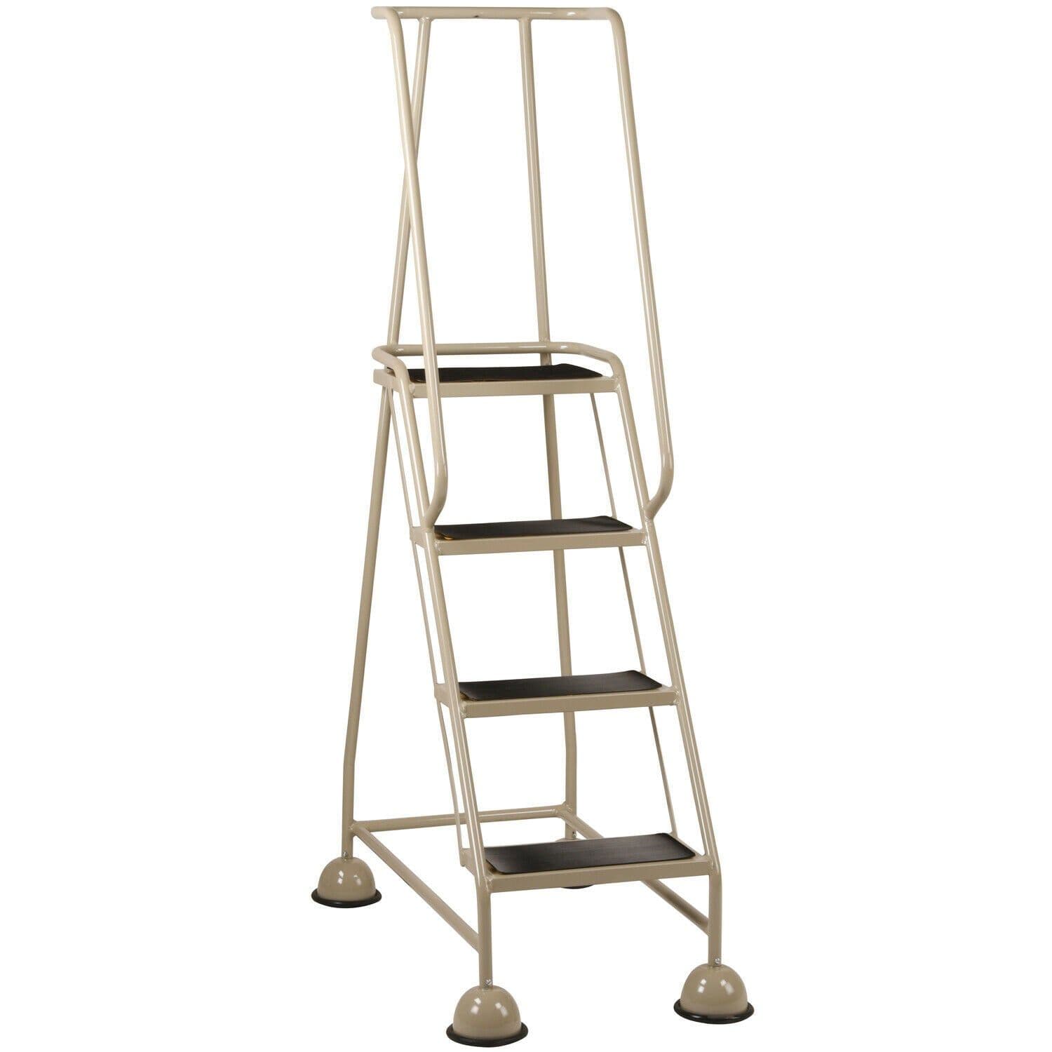 4 Tread Mobile Warehouse Steps 1.68m Portable Safety Ladder & Wheels