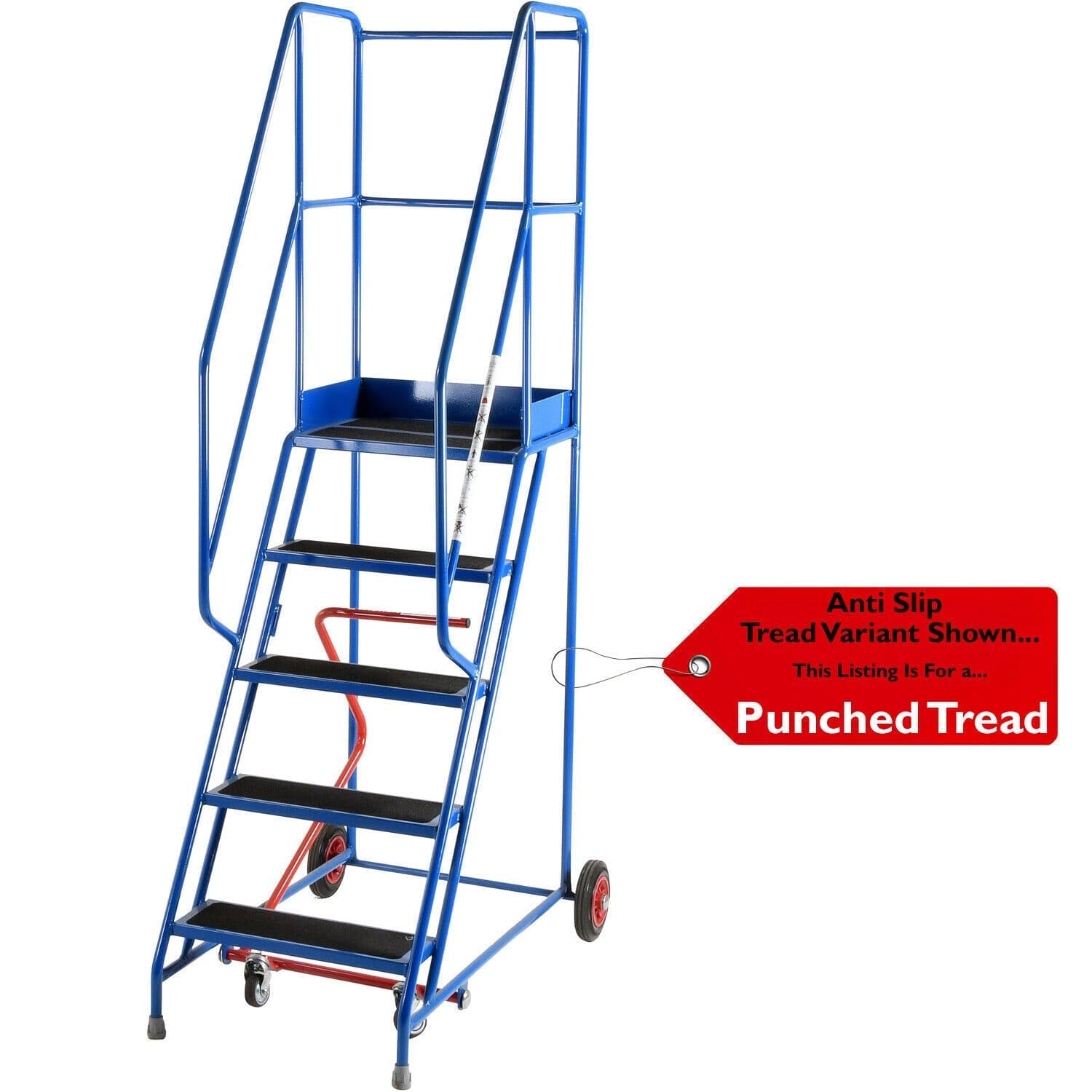 5 Tread Mobile Warehouse Stairs Punched Steps 2.25m EN131 7 Safety Ladder