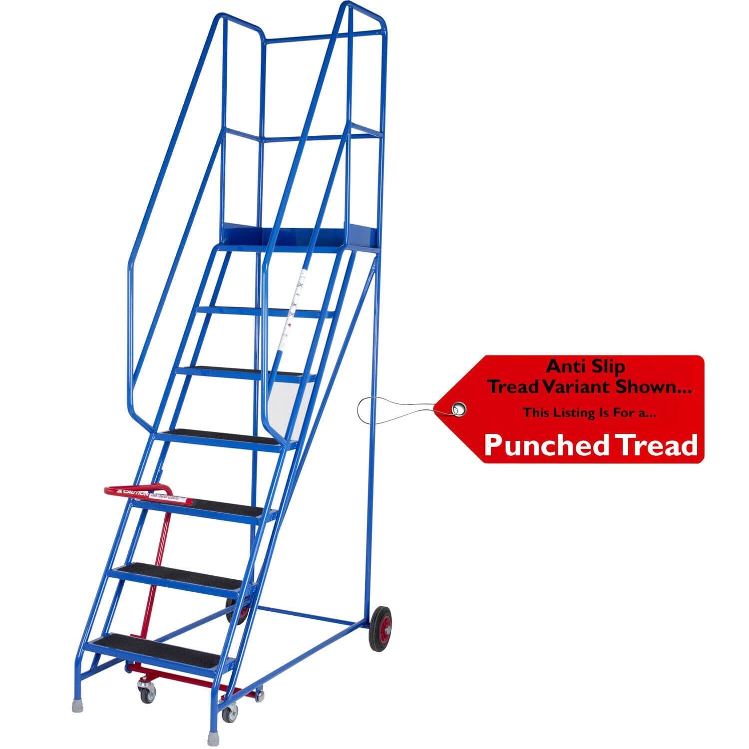 7 Tread Mobile Warehouse Stairs Punched Steps 2.75m EN131 7 Safety Ladder
