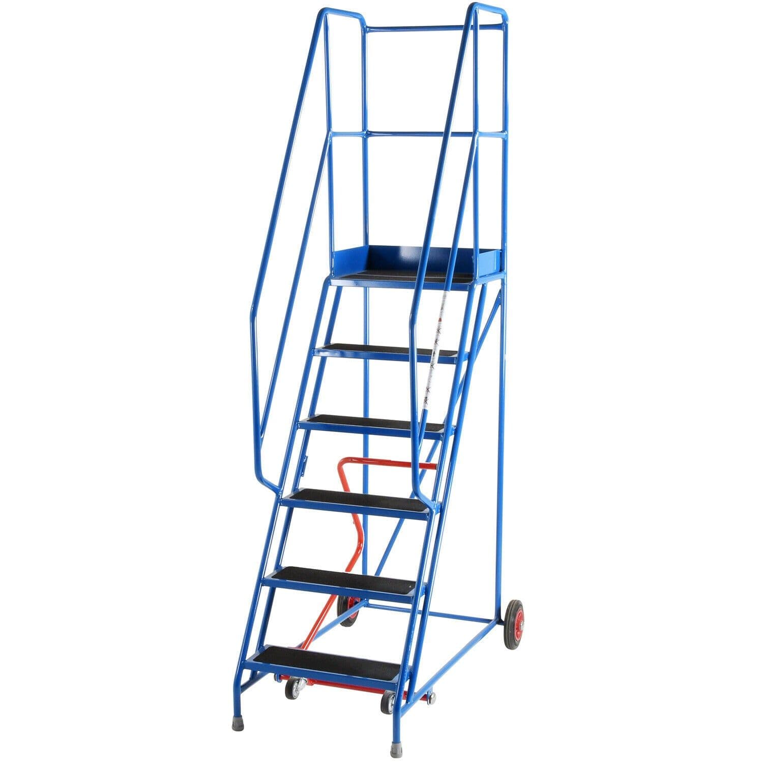 6 Tread Mobile Warehouse Stairs Anti Slip Steps 2.5m Portable Safety Ladder
