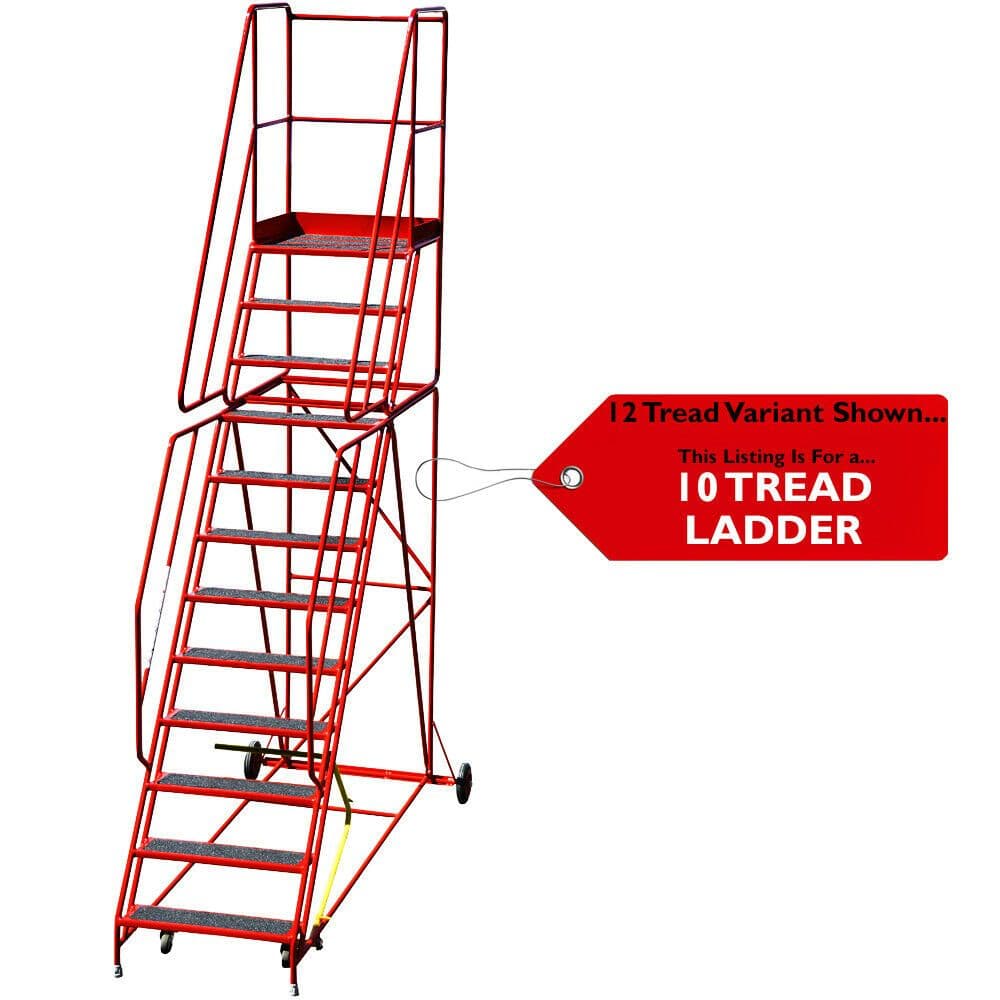 10 Tread HEAVY DUTY Mobile Warehouse Stairs Anti Slip Steps 3.25m Safety Ladder