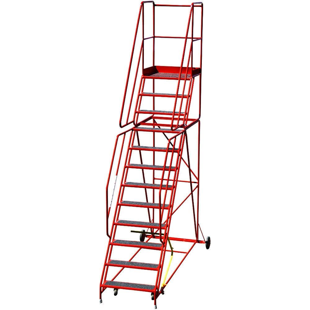 12 Tread HEAVY DUTY Mobile Warehouse Stairs Anti Slip Steps 3.7m Safety Ladder