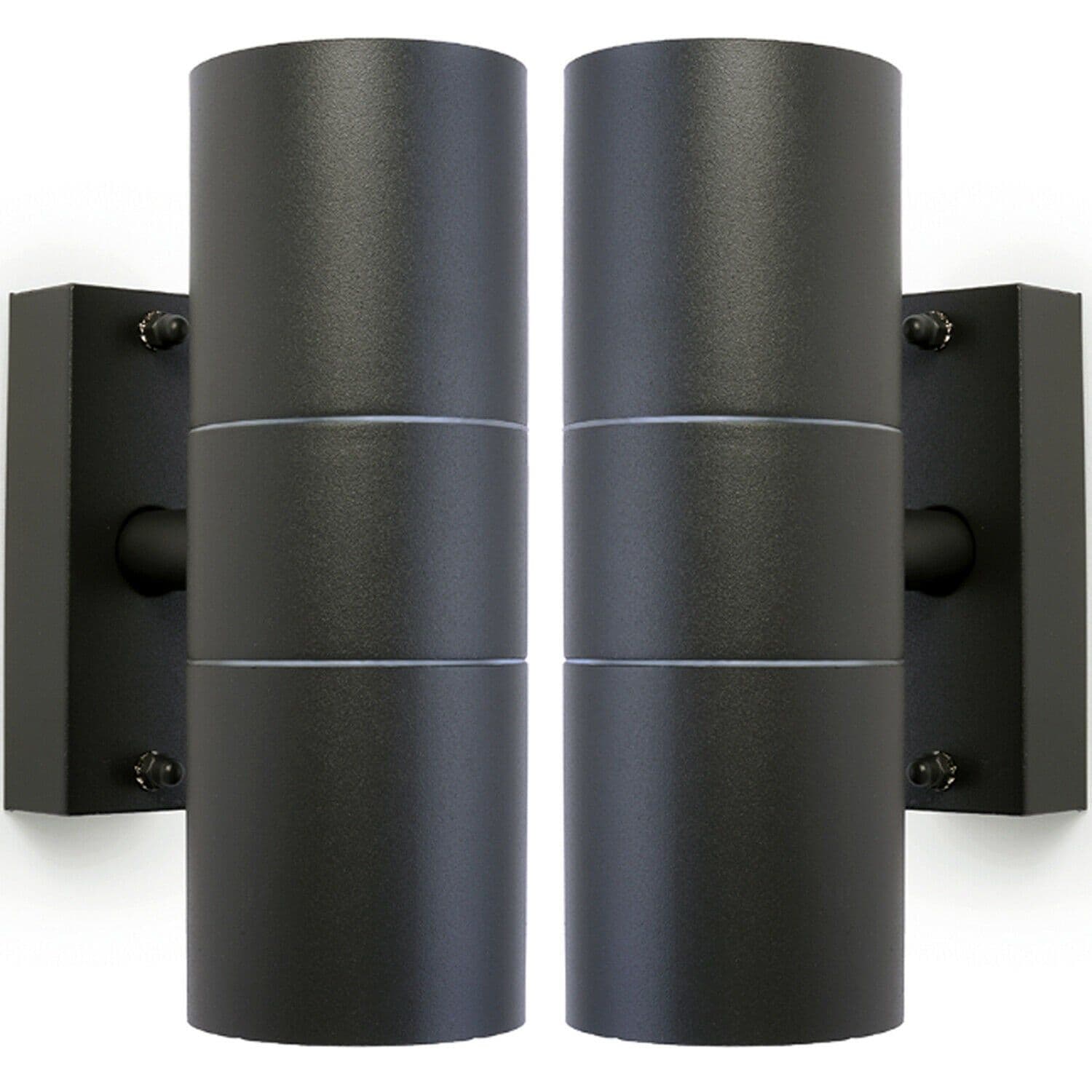 2 PACK GU10 Anthracite Up & Down Wall Lights Outdoor Twin Dimming Lamp Fitting