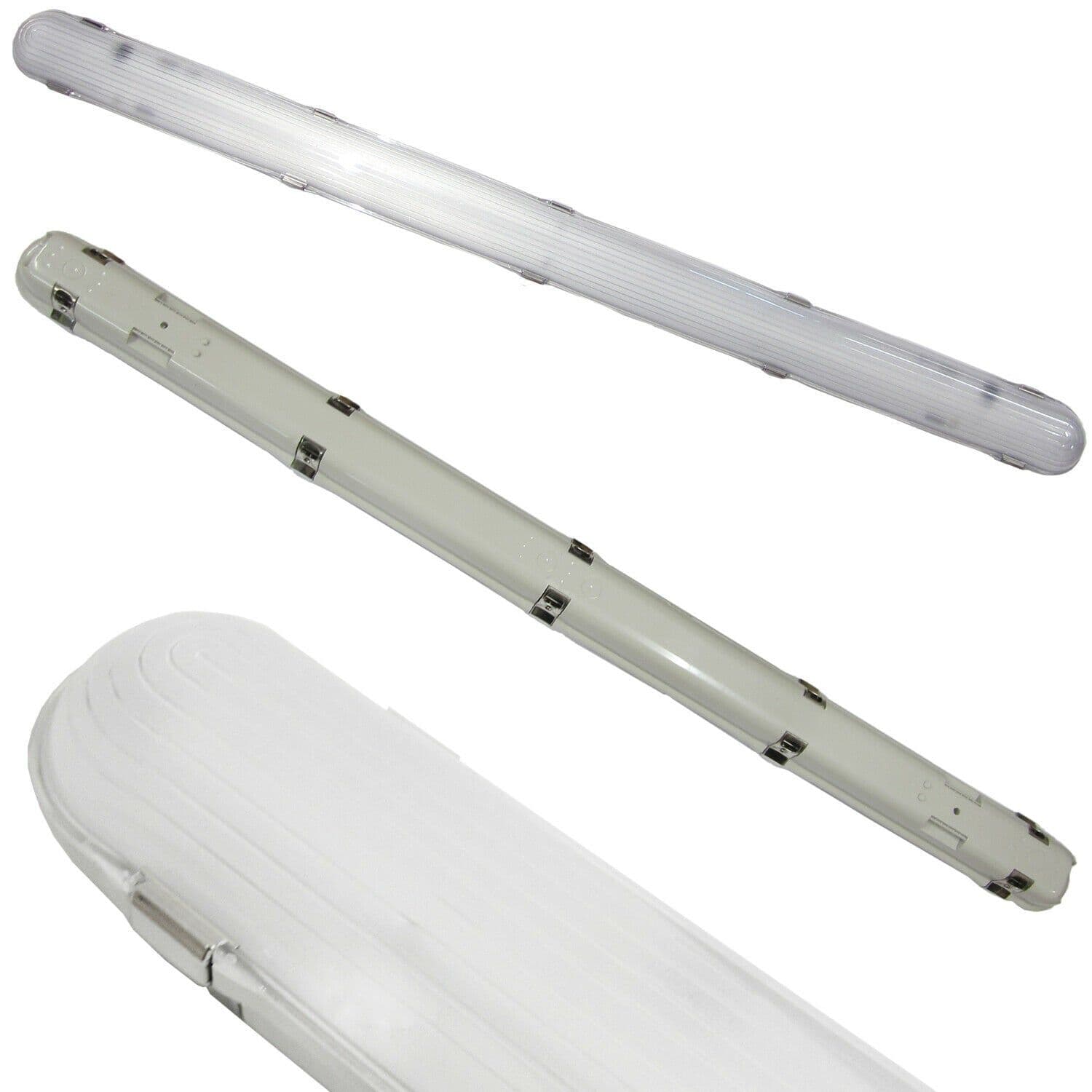 2x IP65 LED Batten Light Fitting 4FT 24W 2400lm 4000K Non Corrosive Warehouse