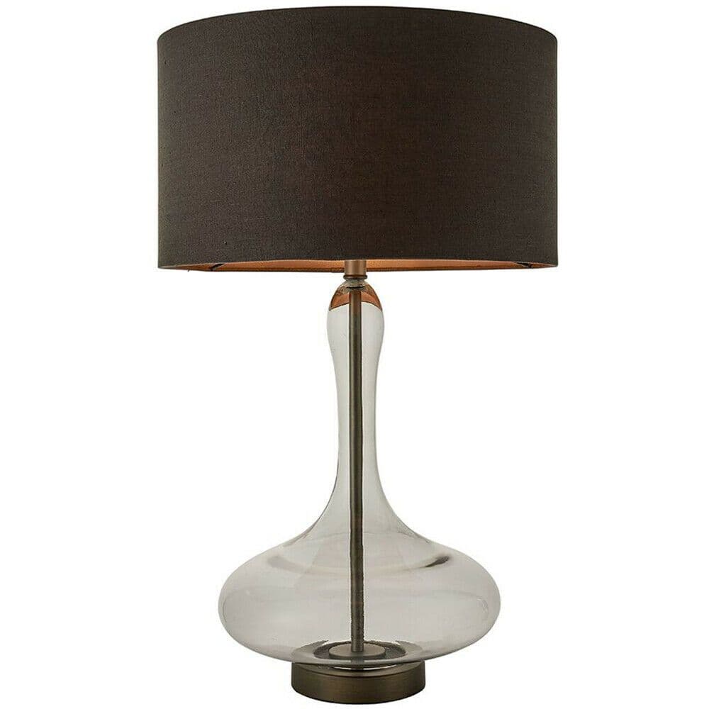 Unique Table Lamp Smoked Glass Aged Charcoal Shade Sideboard Light