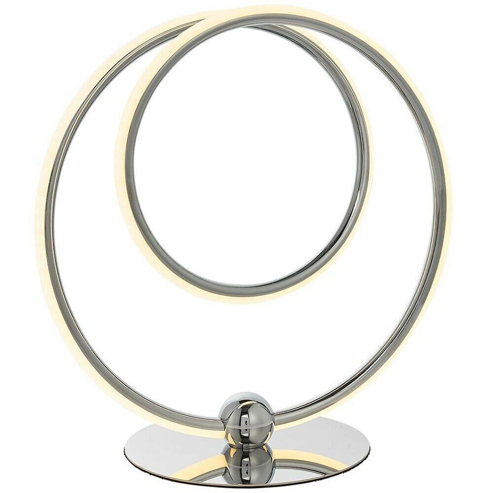Chrome Infinity Loop Table Lamp 14W Warm LED Bedside Desk Feature Light