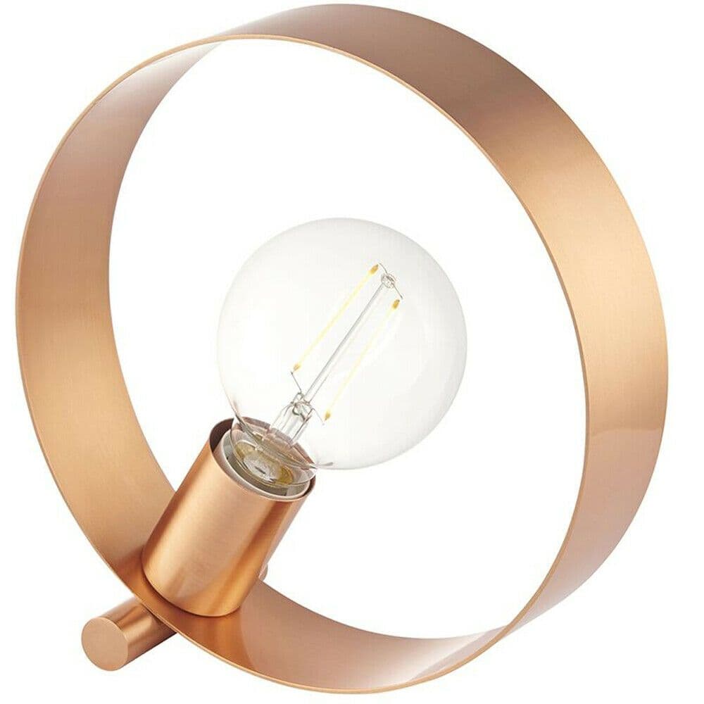 Modern Sleek Table Lamp Light Brushed Metal Hoop Shade Industrial Chic
