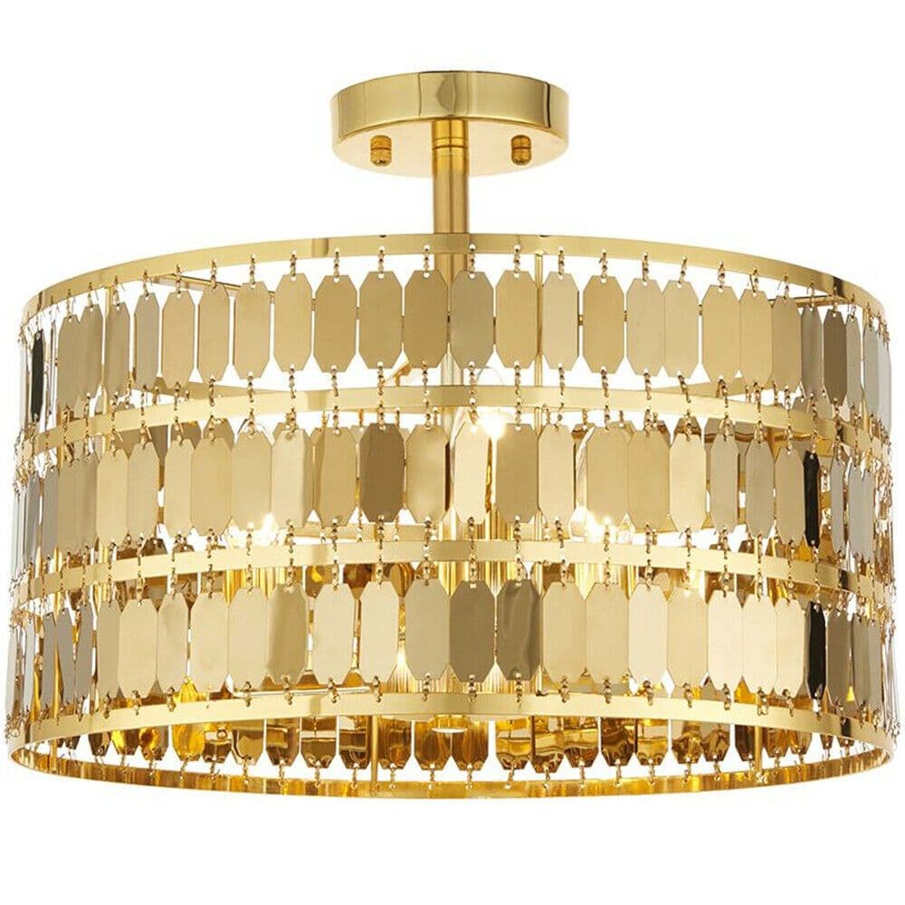 Low Ceiling Light Hex Plate Shade Round Modern Dimmable Feature Fitting
