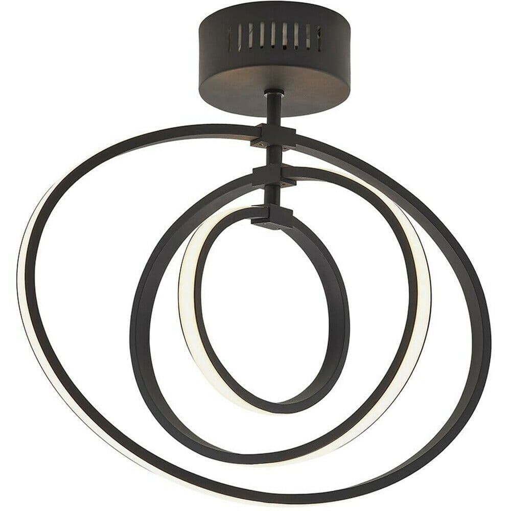LED Semi Flush Ceiling Light 21W Warm White Matt Hoop Ring Feature Strip