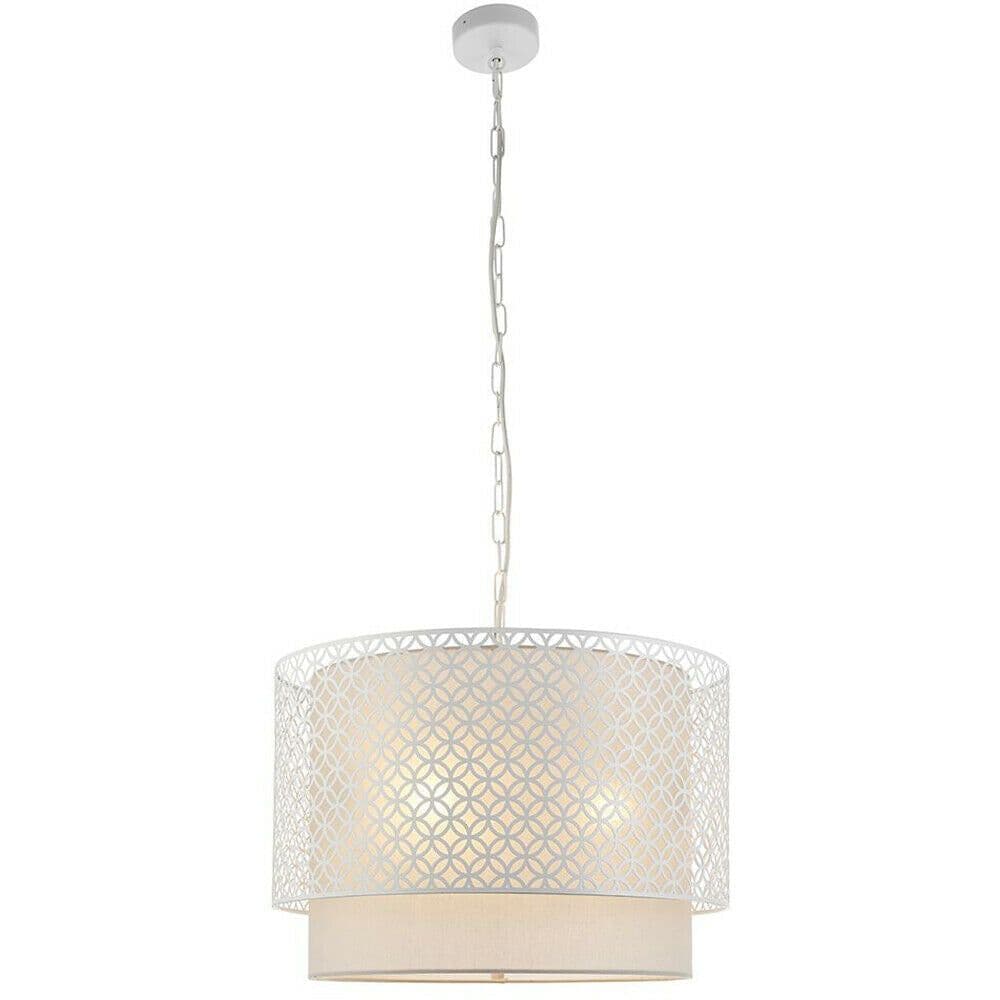 Hanging Ceiling Pendant Light & Pale Grey Shade 500mm Boutique Round Lamp