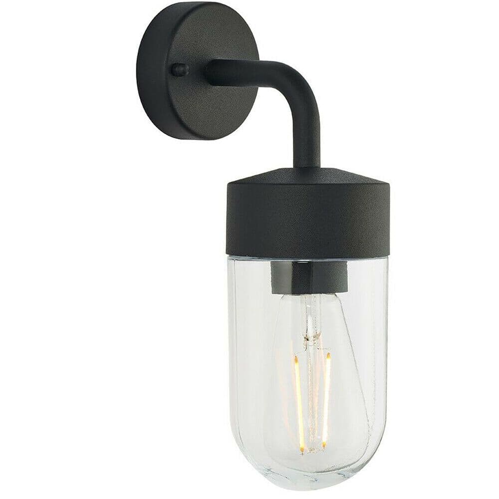 IP44 Outdoor Wall Light Curved Matt & Glass Shade Mini Nautical Lantern