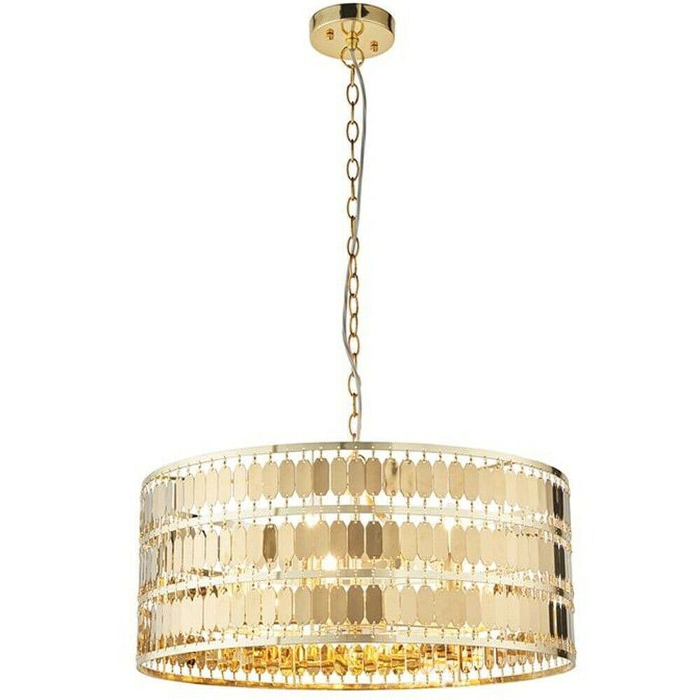 Hanging Ceiling Pendant Light Hex Plate Shade 5 Bulb Modern Dimming Feature