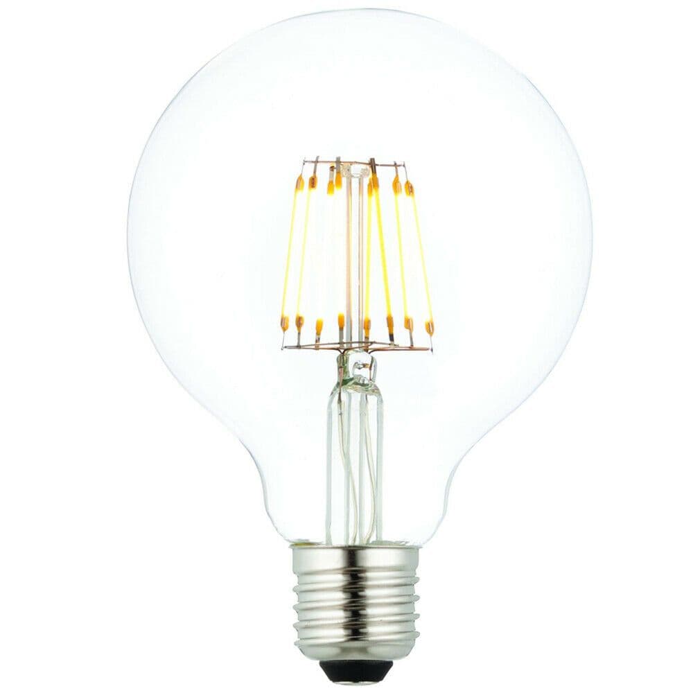E27 Edison Dimmable LED Filament Light Bulb 6W Warm Glass 95mm Globe Lamp