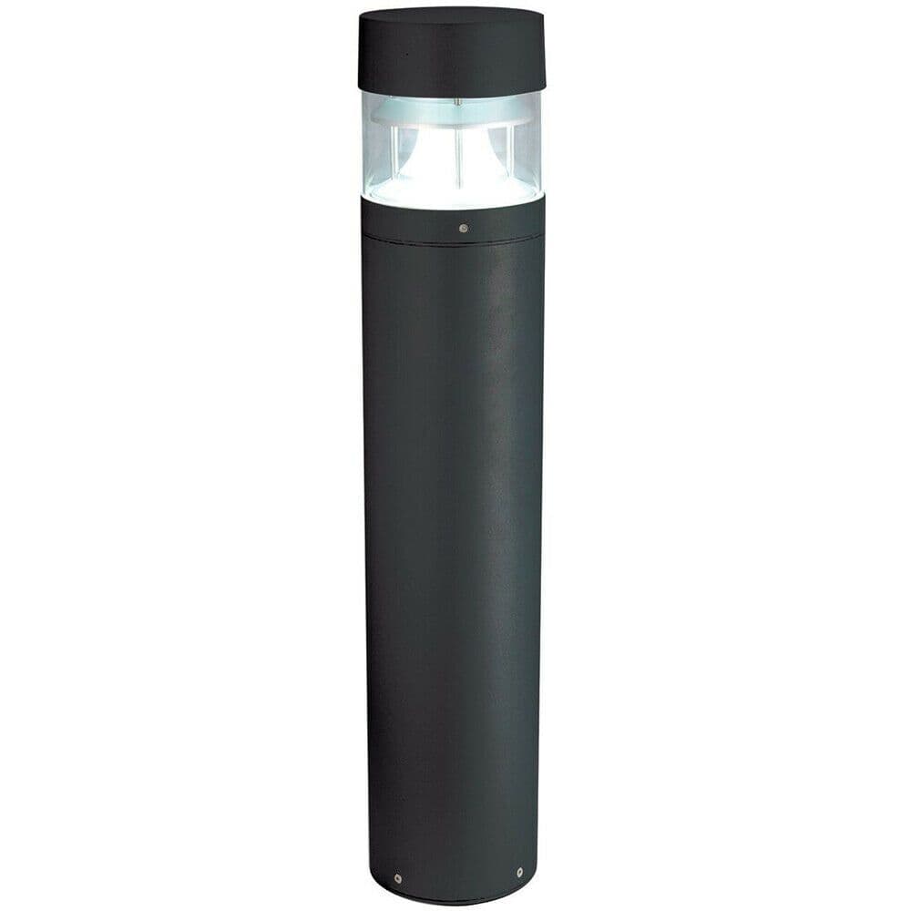 1m Tall IP65 Outdoor Lamp Post Bollard Black Round Flat Top E27 Driveway Light