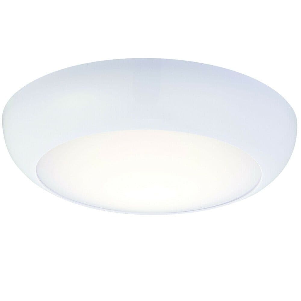 Round LED Bulkhead Ceiling Light 12W Cool White IP65 Gloss White Bathroom Lamp