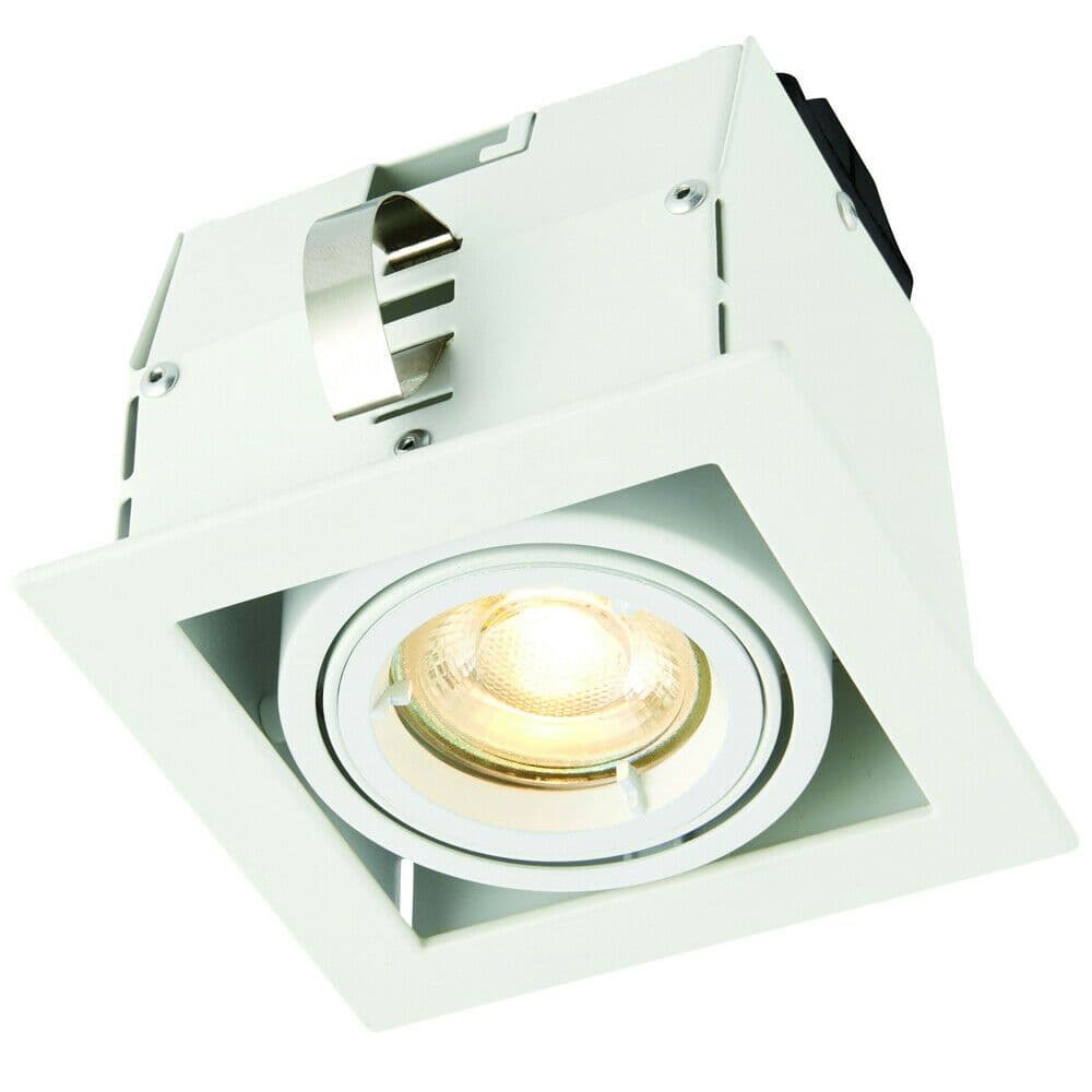 Single Square Adjustable Head Ceiling Spotlight Matt GU10 7W Box Downlight