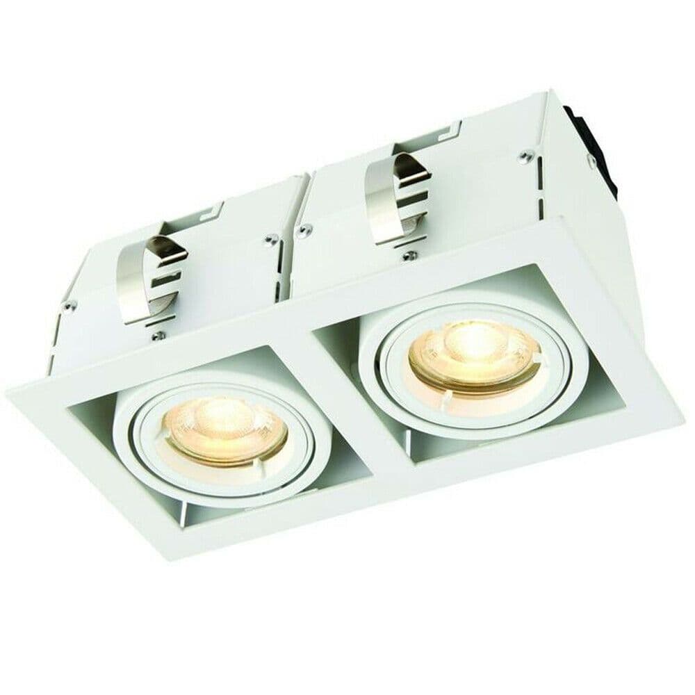 Double Square Adjustable Head Ceiling Spotlight Matt GU10 7W Box Downlight