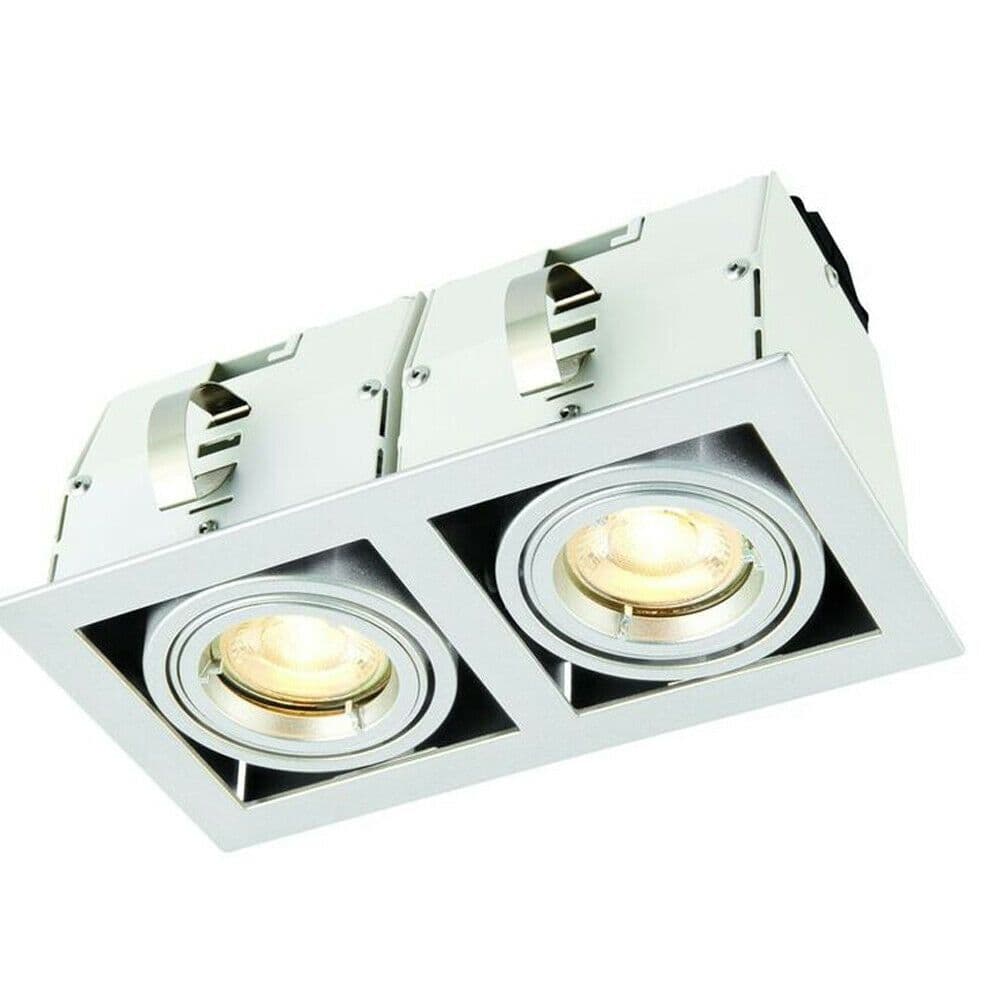 Double Square Adjustable Head Ceiling Spotlight GU10 7W Box Downlight