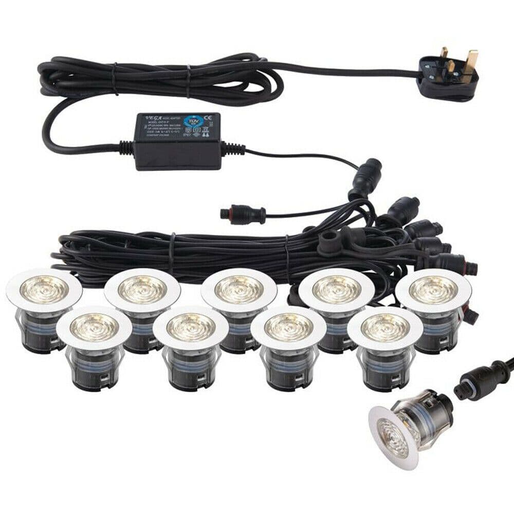 IP67 Decking Plinth Light Kit 10x 35mm Changing Lamps Outdoor Rated