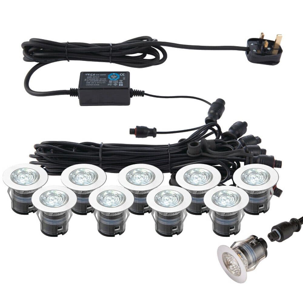 IP67 Outdoor Decking Plinth Lights 10x 35mm Changing Daylight Lamp