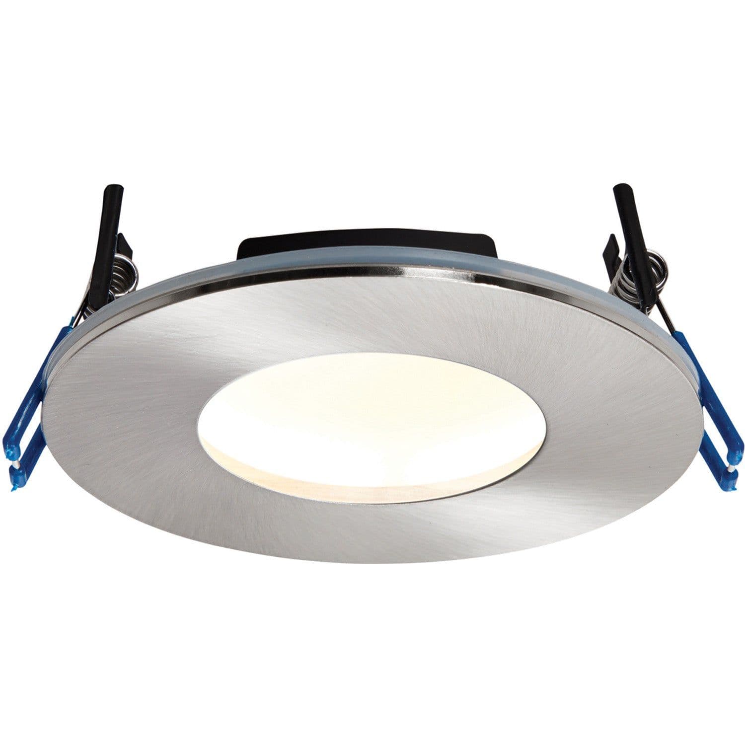 Satin Nickel Recessed Bathroom Downlight 9W Warm LED Slim Ceiling Light