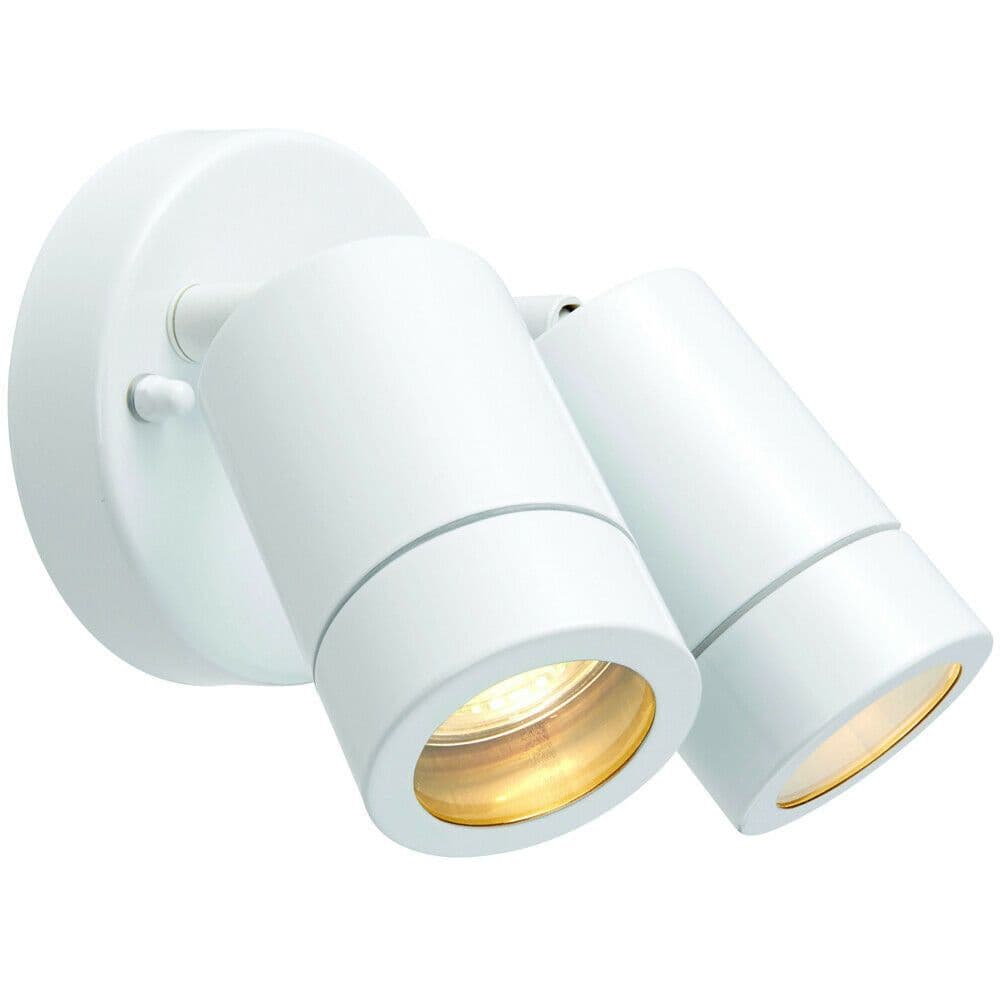 IP44 Outdoor Adjustable Spotlight Matt White Twin GU10 Dimmable Up Down light
