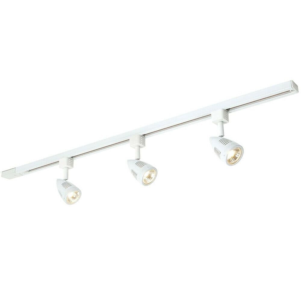 1m Adjustable Ceiling Track Spotlight Kit Gloss 3x GU10 Downlight Rail
